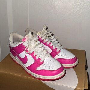 Nike Pink and White Low-Top Sneakers